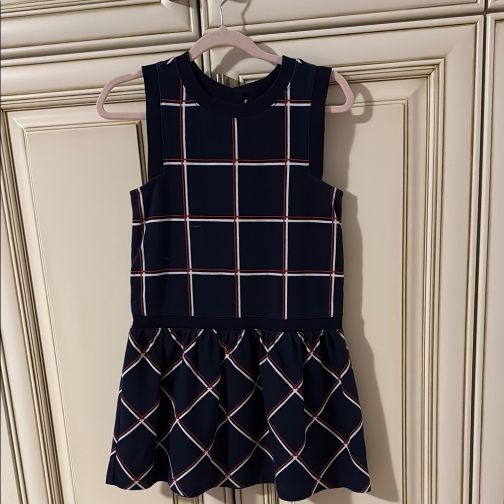 Navy Blue Plaid Kids Dress